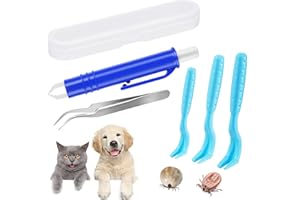 CaiTang 5 Rimuovere Zecche Set,Strumento per Rimuovere Le Zecche dai Cani Gatto,Pinza per Zecche Professionale,Pinzette per Zecche in Acciaio Inossidabile,Tick Gancio per Cani,Gatto