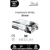 CoreMed Siyah Nitril Eldiven - Tek Kullanımlık, Pudrasız, &Ccedil;ok Ama&ccedil;lı, 100'l&uuml; Kutu - Dayanıklı ve Esnek