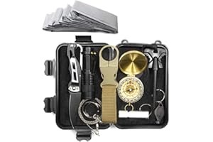 Lixada Kit de Survie d'urgence 10 en 1, Multifunctional Survival Kit de Survie et de Secours en Plein air Multi-Outils extérieur Fournitures de Premiers Soins pour Le Camping Randonnée Chasse Pêche