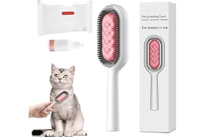 REGAPOG katzenbürste mit wasser, Tierhaarentfernungskamm mit Wassertank, Hundebürste mit Feuchttücher und Reinigungsmittel, Katzen Bürste Reinigungsbürste für Tierhaare (Rot)