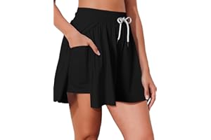 BLENCOT Women's 3" High Waisted Swim Shorts Skirts Side Splits Bikini Bottoms with Pockets Flowy Quick Dry Board Shorts Swim Trunks with Liner