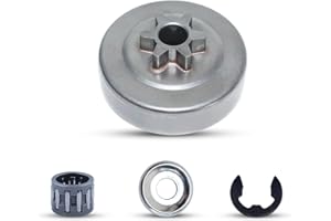 Haishine Pignon de Tambour d'Embrayage 3/8" 6 Dents pour Stihl MS170 MS181 018 017 MS180 MS250 MS210 Tronçonneuse Remplacer OEM#1123 640 2003 avec E-Clip+Rondelle de Pignon+Roulement à Aiguilles