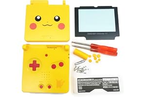SUNVALLEY Carcasa Carcasa de repuesto Pikachu Edition, para consola for Nintendo Game Boy Advance GBA SP, con protector de pantalla + botones + tornillos + destornillador + pegatina