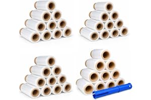 40 x mini stretchfolie med avrollare – handstretchfolie 100 mm 23 µm transparent – stretchfolie och förpackningsfolie för fly