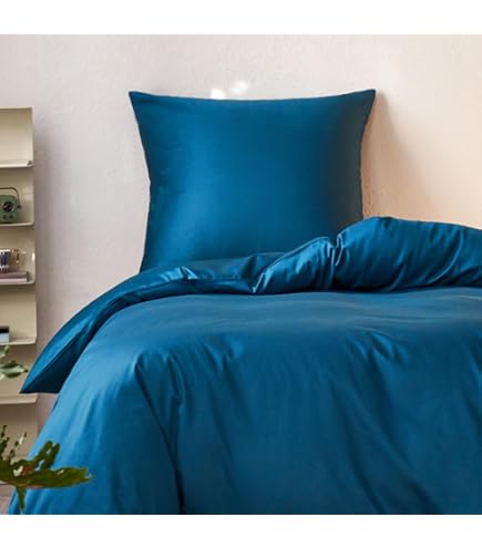 Seralino Beddengoedset, 135 x 200 cm 80 x 80 cm, donkerblauw (set van 2), 100% lyocell tencell (eucalyptusvezel), Oeko-Tex gecertificeerd, ademend, kussensloop met ritssluiting, kussenslopen 80 x 80