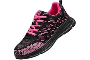 AUXDIQ Safety Trainers Women Steel Toe Cap Trainers Lightweight Work Shoes for Women Comfy Industrial Sneakers Puncture Proof