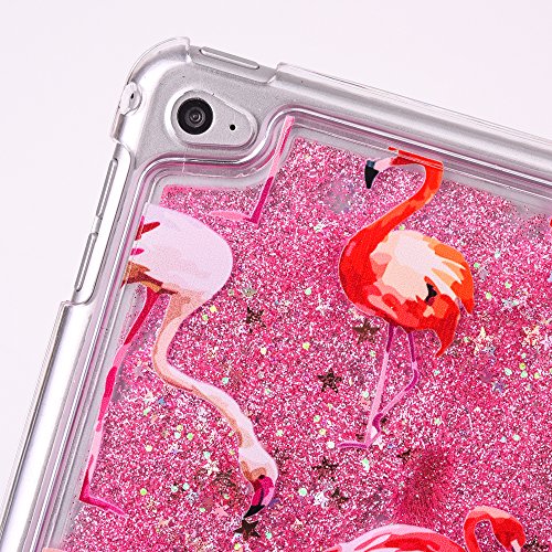 Felfy Liquid Flüssigkeit Hülle für iPad Mini 4,Glitzer Flüssig Wasser Hülle für iPad Mini 4,iPad Mini 4 Hard Hülle Luxe Kreativ Glitzer Herz Flamingos High Heels Shiny Glanz Sparkle Schwimmend Treibsand Muster Kristall klar Liquid Bling Hülle Crystal Clear Hard Case Transparent Kristall Bumper Handyhülle für iPad Mini 4 + 1x Silver Stylus + 1x Bling Dust Plug [Zufällige Farbe] - 6