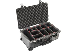 RS-PACKAGING Peli Case 1510 Trolley mit Trekpak Einteilungssystem, schwarz, Kamerakoffer, Fotokoffer, Outdoorkoffer, wasserdicht, IP67