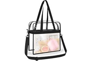 Joalpysm Clear Tote Bag PVC Waterproof Transparent Bag Large Clear Handbag with Zipper and Shoulder Strap for Women Men Work Shopping Travel