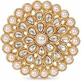 A.R. FASHION Traditional Adjustable Kundan Pearl Ring for Women & Girls | Ethnic Finger Rings For Women Stylish – 1 Pc: 