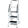 Step Stool with Handrail - 3 Steps. Step Ladder, Non-Slip Steps, Portable, Durable and Sturdy, Wide pedal multi-use for household and office