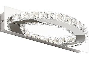 YHTlaeh Lampada da specchio a LED 10 W 720 lumen 4000 K con cristalli IP44 impermeabile 230 Vcromata (30cm, Cromo)