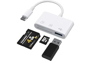 Wanme Lecteurs de Cartes Mémoire USB C 2.0, Conception de Fente pour Carte SD + TF + USB 3 en 1, Adaptateur USB C Plug and Play, pour Samsung/Xiaomi (Blanc)