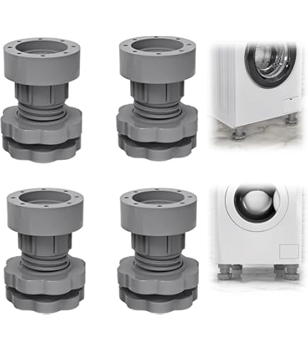 4 Stuks Verstelbare Trillingsdempers Wasmachine, Verstelbare Hoogte 10-12 cm Anti-Trillingspootjes voor Wasmachines, Drogers en Meubels, Koelkast