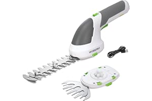 WORKPRO Akumulatorowe nożyce ogrodowe 7,2 V, białe, poręczne nożyce do trawy i krzewów, elektryczne nożyce z 2 nożami, akumulator 2000 mAh i kabel typu C, 2 w 1, przycinarka do krawędzi trawnika