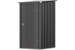 Triumphkey Abri de Jardin en Métal 95 x 98 cm Étanche avec Toit Incliné et Porte Verrouillable Armoire de Rangement Extérieur pour Jardin Terrasse ou Poubelles,Noir