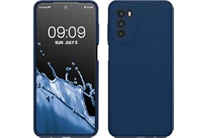kwmobile Carcasa Compatible con Motorola Moto G52 / Moto G82 5G Funda - Case TPU y Silicona antigolpes - Apto Carga inalámbrica - Azul Marino