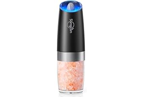 SANGCON-EP Sangcon Macina Pepe Elettrico a Gravità, Capacità 6 Oz, Facile da riempire, Funzionamento con una Sola Mano, Spessore regolabile, Alimentazione a Batteria AAA, 1 confezione(Nero)