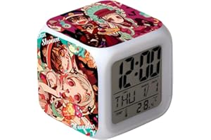 Zhongkaihua Reloj despertador Hanako-kun de anime para retrete con función cuadrada que cambia de color y temperatura para niños y niñas
