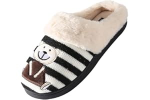 JOMIX Zapatillas Casa Mujer Invierno con Peluche Comodas Pantuflas Mujer Cerradas Zapatillas Mujer Casa con Estampado de Ositos