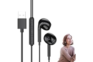 MAIXIANGGUOJI USB Earphones for PC, Headset with Microphone Headphones for Computer,Wired In Ear Earphone with USB Connection for Laptop Business Office Live Broadcast Gaming 8.2 Ft (Black)