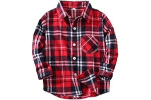 PythJooh Toddler Boy's Girl's Plaid Shirt, Classic Flannel Button Down Long Sleeve Casual Plaid Shirt 1-10 Years