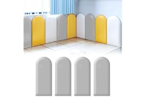 AYYDS Panel de pared 3D pared, cabecero acolchado acolchado, poliuretano impermeable, para habitación infantil, panel anticolisiones (gris, 20 x 40'