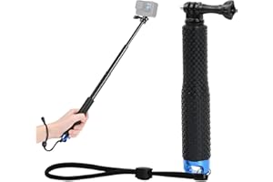 FANGEHONG Wasserdicht Ausziehbarer Selfie Stick, Stange Handgriff Einbeinstativ, 19–49cm Teleskopstange Aluminium für Hero 7/6/5/4/3/2/1 Action Kamera (Blau, 19cm)