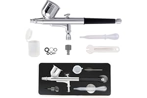 SAGUD Airbrush Kit Dual-Action Air Brush Set with 0.3 mm and 1/3 oz. for Hobby, Models, Art, Tattoo, Nail Art, Cake SD-130