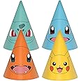 Amscan 9917126 - Pokémon Kids Birthday Party Cone Hats Assorted Designs - 8 Pack