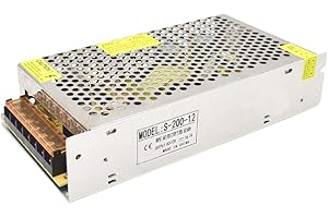 BAIYOULI Switching Power Supply DC 12V 16.7A 200W Universal Regulated Transformer Converter for LED Strip Light, CCTV Camera, Security System
