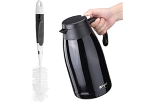 Pykal Carafe à café thermique en acier inoxydable – Rétention de chaleur testée en laboratoire – 2 L isotherme, distributeur d'eau et de boissons – Pot thermique Noir