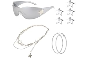 LaVenty Y2k Accessoires Sunglasses Y2k Lunettes de soleil Aesthetic Accessoires Punk Stern Lunettes de soleil