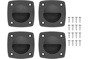 ZONADAH 4 pcs Nylon Square Deck Hatch Handle Flush Pull Recessed Sliding Door Handle for Marine Yacht Fishing Boat Marine Boat Yacht Cabin Accesories Black