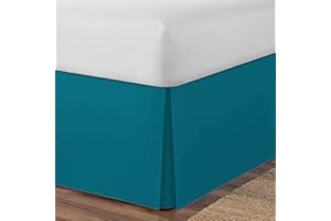 AmigoZone Mantovana plissettata in percalle di cotone tinta unita (verde acqua, singolo)