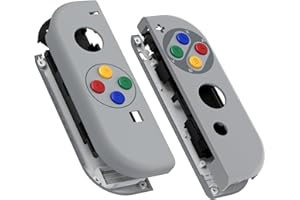 eXtremeRate Soft Touch Grip SFC SNES Classic EU Joycon Handheld Controller Housing z Pełny Zestaw Przycisków, DIY Wymiany Shell Case dla Nintendo Switch & Switch OLED Model Joy-Con – Console Shell Nie Jest Wliczona W Cenę