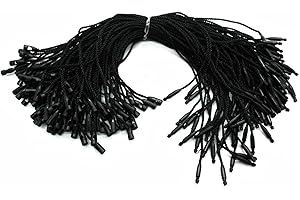 Trimming Shop Algodón Etiquetas para Colgar con Cerradura Etiquetas Cuerda Natural Cuerda Bala Cierre para Seguro Precio Etiquetas Moda Prendas de Vestir Ropa, 20cm, 100pcs - Negro, 20cm