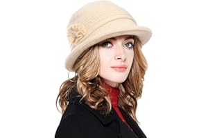 CheChury Gorro de Invierno Mujer Elegante Sombrero de Punto Gorras Mujer Vintage Lana Cloche Sombreros Vintage Gorro Francés Invierno Gorro de Punto Cálido Sombrero de Invierno Gorro Mujer Forro Polar