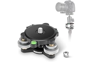 Neewer Tripod Head Leveling Base Camera Leveler, 3 Axis Wheel Metal Head with Bubble Levels, 3/8" Screw & Thread, +/-9° Precise Angle Adjustment for Macro Panoramic Photography, Max Load 33lb, LP65