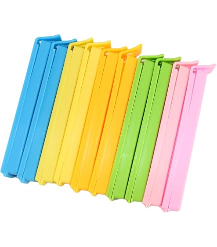 Clip Chiudi Sacchetti Per Alimenti – 9 Pezzi In ABS E Silicone, Riutilizzabili E Colorate – Mollette Per Pane, Snack, Patatine, Freschezza Garantita - 3