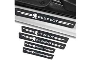 BIGROUP 4 pièces Protecteur de seuil de Voiture pour Peugeot, Protection des marches de Porte, Autocollant de seuil en Fibre de Carbone Anti-Rayure