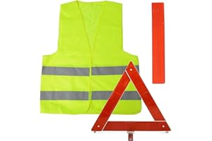 aiyraa 2pcs Warning Triangle Kit for Cars, Foldable Roadside Emergency Warning Triangle & Reflective Safty Vest with Storage Case, High Visibility, Car Breakdown Kit