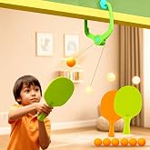 Toy Imagine Indoor Hanging Table Tennis Trainer for Kids Age 5-14 | Door Mounted Ping Pong Game Set with 2 Rackets 6 Balls | 