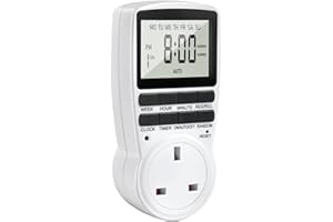 MECHEER Digital Timer Plug Socket UK, 24h-Week Socket Timer Switch With 16 On-Off Programme LCD Display, Electric Light Switch Repeat Cycle Programmable Plug Timing With Random Mode for Indoor Home Appliances
