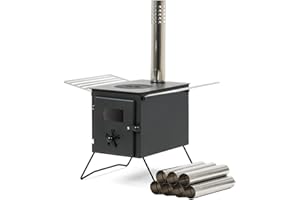 CampFeuer Poêle de tente | 54 x 40 x 259,5 cm | noir | Poêle à bois portable pour le camping, l'extérieur, la tente | Chauffage de tente camping, Réchaud de tente bois, Tent Stove