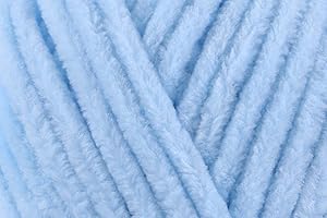KHASO James C Brett Flutterby Chunky Yarn, 100% Polyester Chenille Texture for Crochet Knitting Wool Baby Garments - 100g Ball - Soft Blue (B3) - Single (1 Ball)