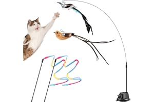 Parain 6 Stück Katzenspielzeug Selbstbeschäftigung Interaktives Vogel Katzen Spielzeug, Katzenangel saugnapf für Katzen