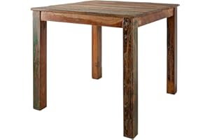 ‎MASSIVMOEBEL24.DE MASSIVMOEBEL24.DE | Nature of Spirit Kleiner Esstisch aus Massivholz #124 | aus Altholz - Mehrfarbig, lackiert | im Retro-Stil | 80x80x76 | Massivholztisch Esszimmertisch