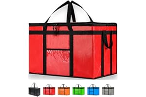 NZ home Durable 3XL PRO Sac isotherme et chauffe-aliments pour livraison et courses avec dessus zippé Rouge Qualité commerciale (lot de 1)