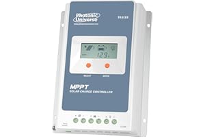Photonic Universe 30A MPPT solar charge controller/regulator with built in LCD display for solar panels up to 390W (12V battery system) / 780W (24V battery system) up to 100V